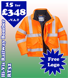 15 - RT32 Hi-Viz Railway Bomber Jacket XS-5XL with YOUR LOGO £348