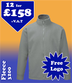 12 - 3200 Fleeces XS-5XL with YOUR LOGO- £158