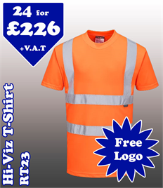24- RT23 Hi-Vis T-Shirt XS-5XL with YOUR LOGO £226